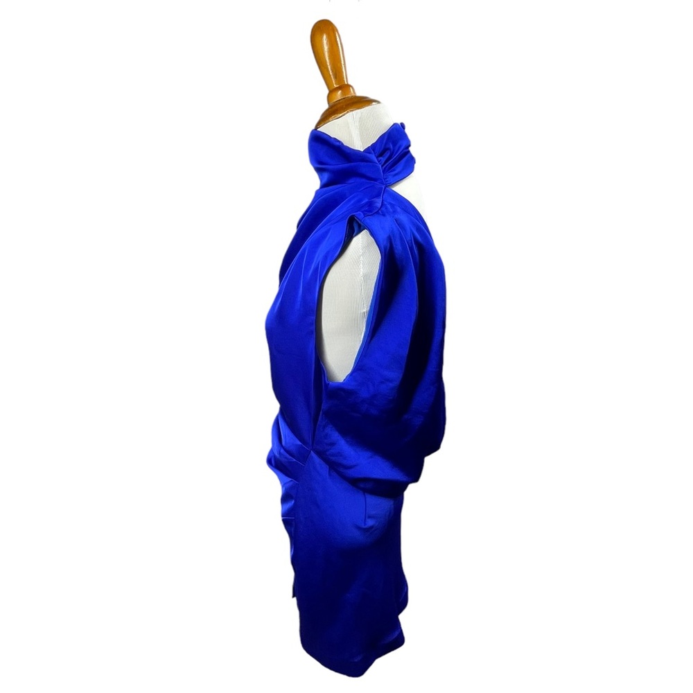 NWT Misha Electric Blue Hope Satin Mini Dress - Picture 3 of 5